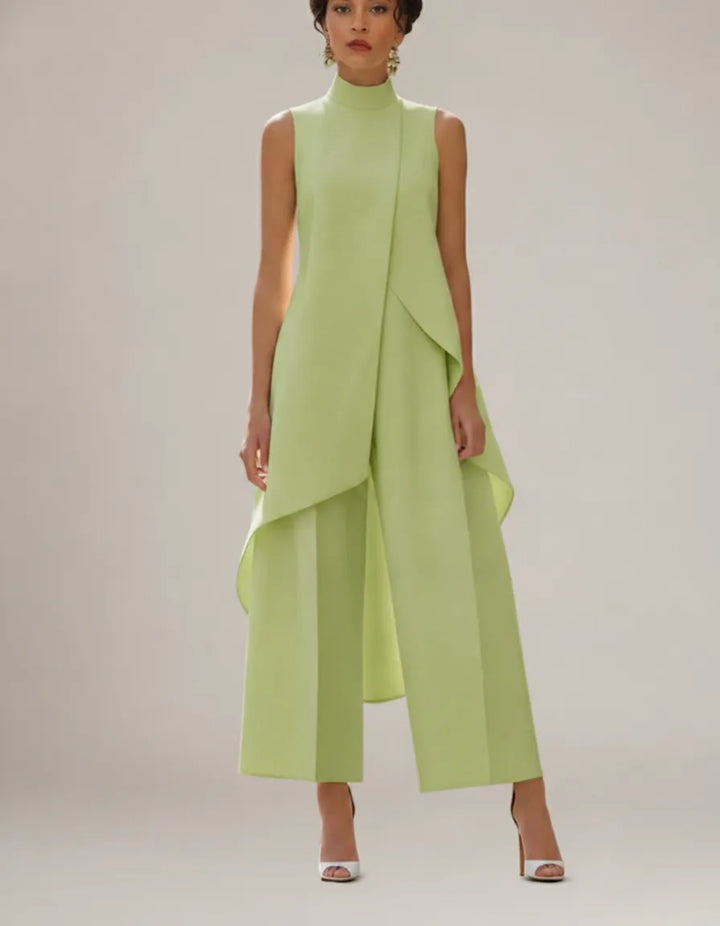 Viviana | Elegant Drop-Waist Jumpsuit — Sage Green