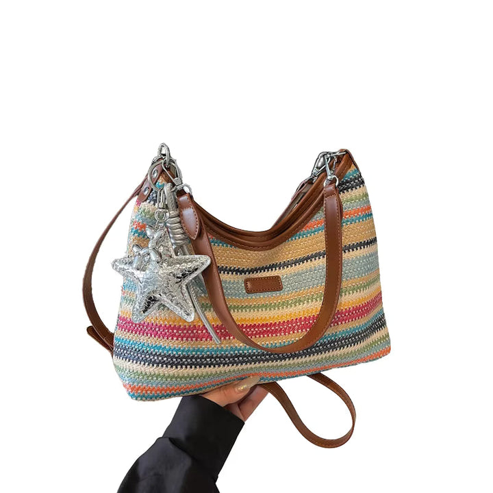 Angela | Striped Boho Shoulder Bag