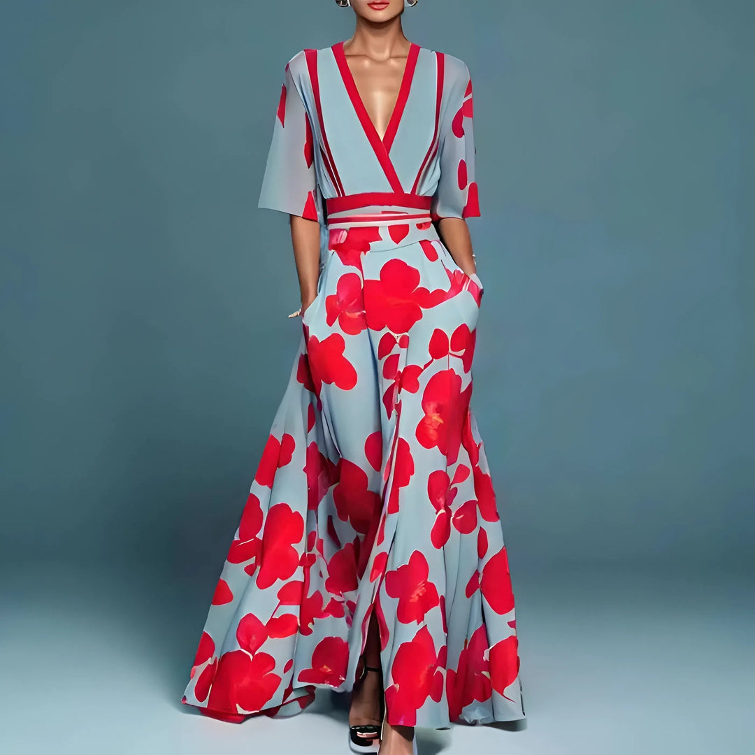 Valerie | Elegant Deep V-Neck Long Dress