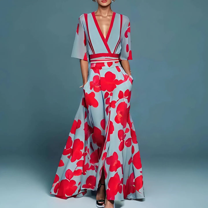 Valerie | Elegant Deep V-Neck Long Dress