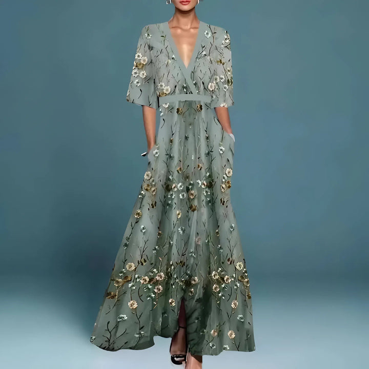 Valerie | Elegant Deep V-Neck Long Dress