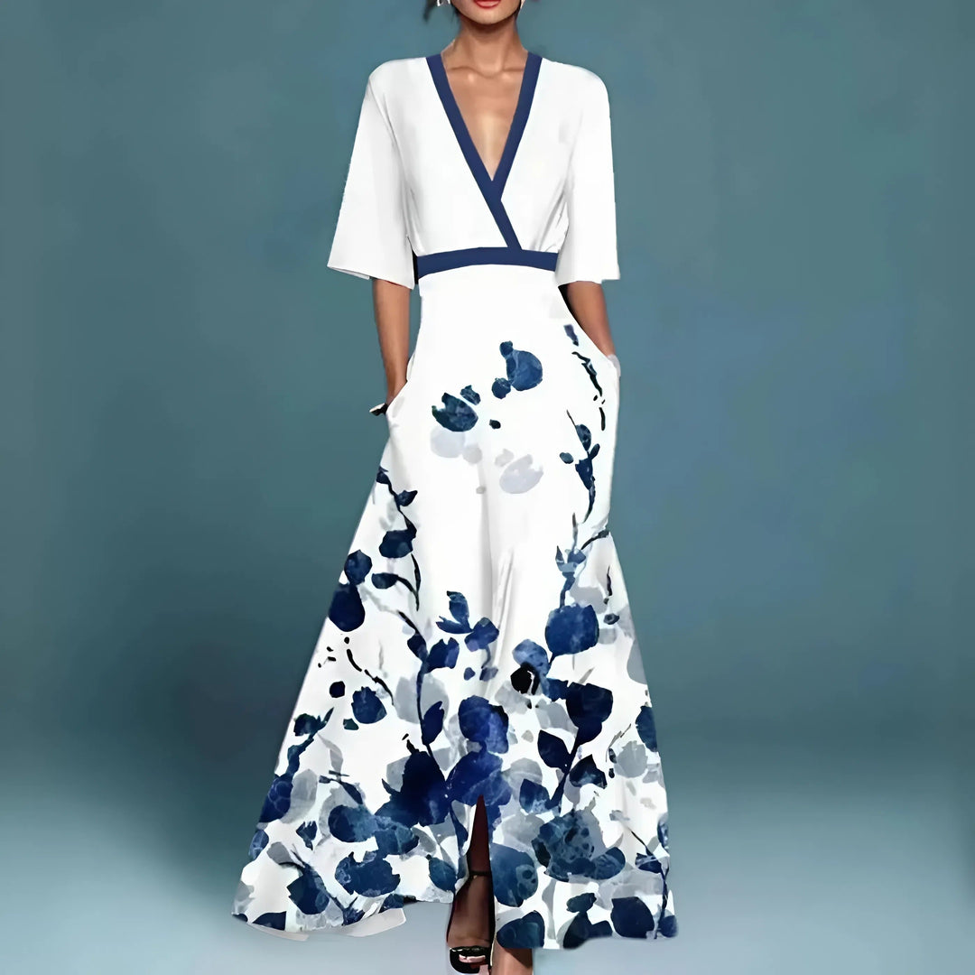 Valerie | Elegant Deep V-Neck Long Dress