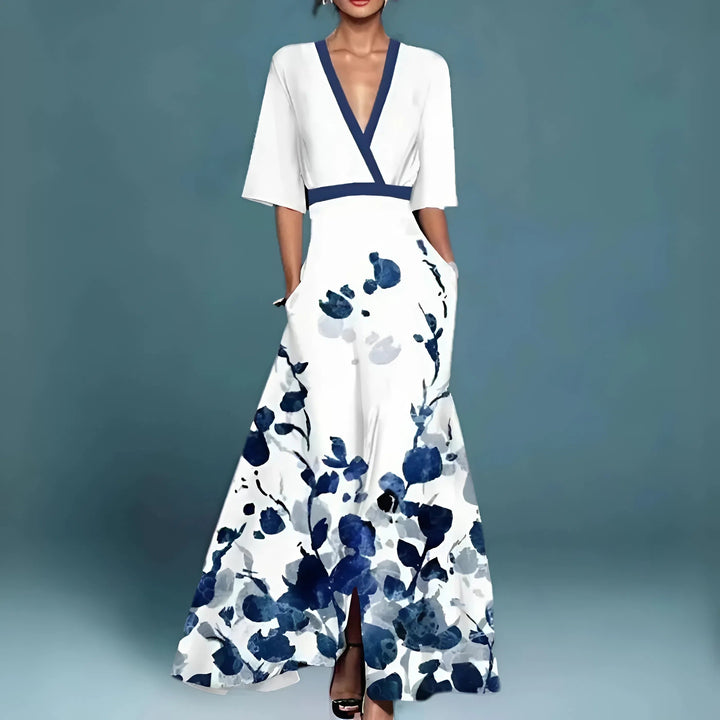 Valerie | Elegant Deep V-Neck Long Dress