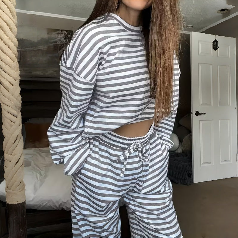 Helene | Two-Piece Striped Long Sleeve Set for Women