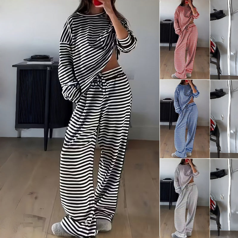 Helene | Two-Piece Striped Long Sleeve Set for Women