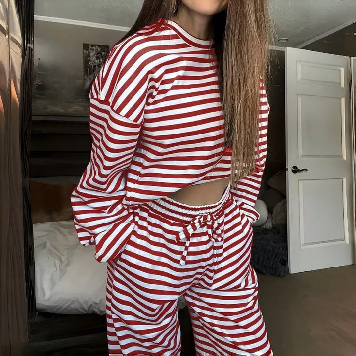 Helene | Two-Piece Striped Long Sleeve Set for Women