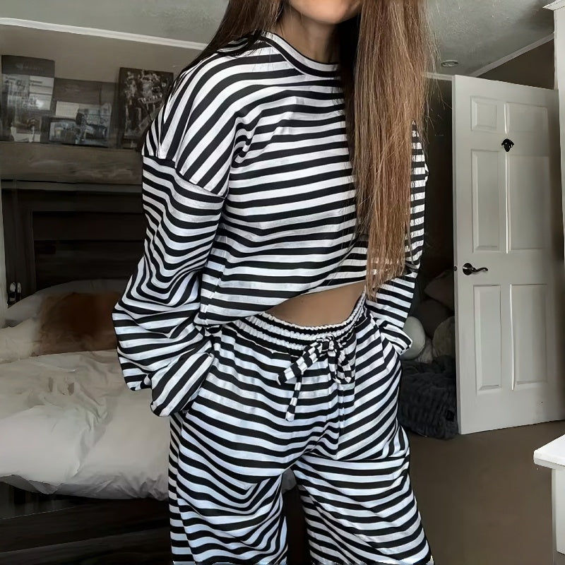 Helene | Two-Piece Striped Long Sleeve Set for Women