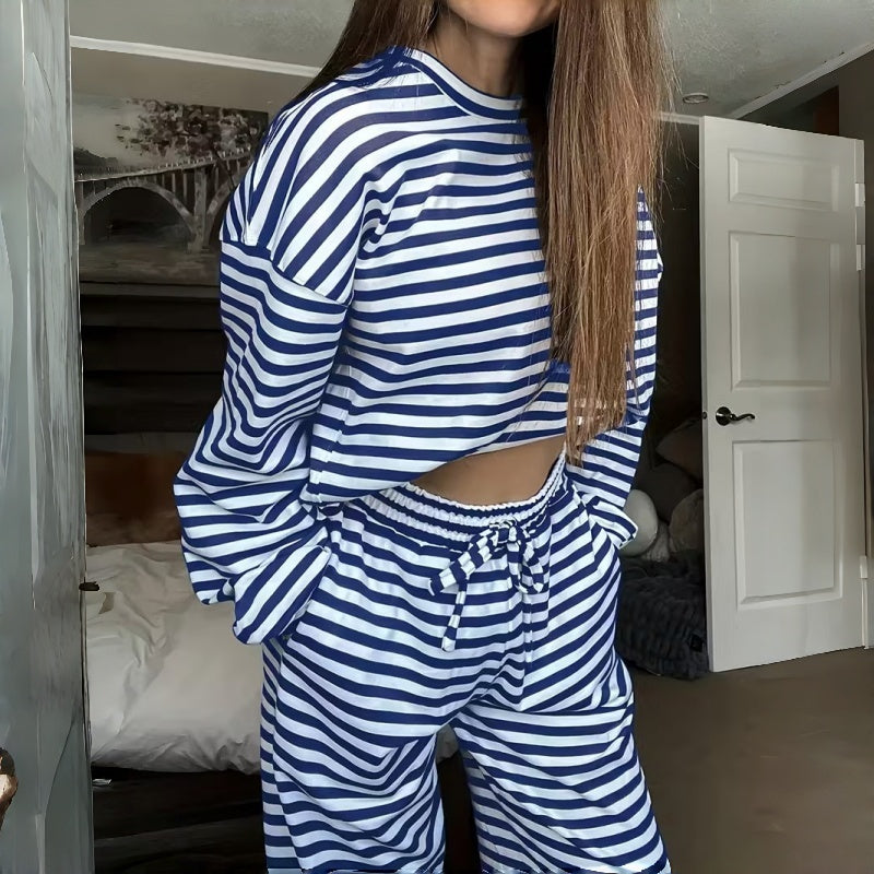 Helene | Two-Piece Striped Long Sleeve Set for Women