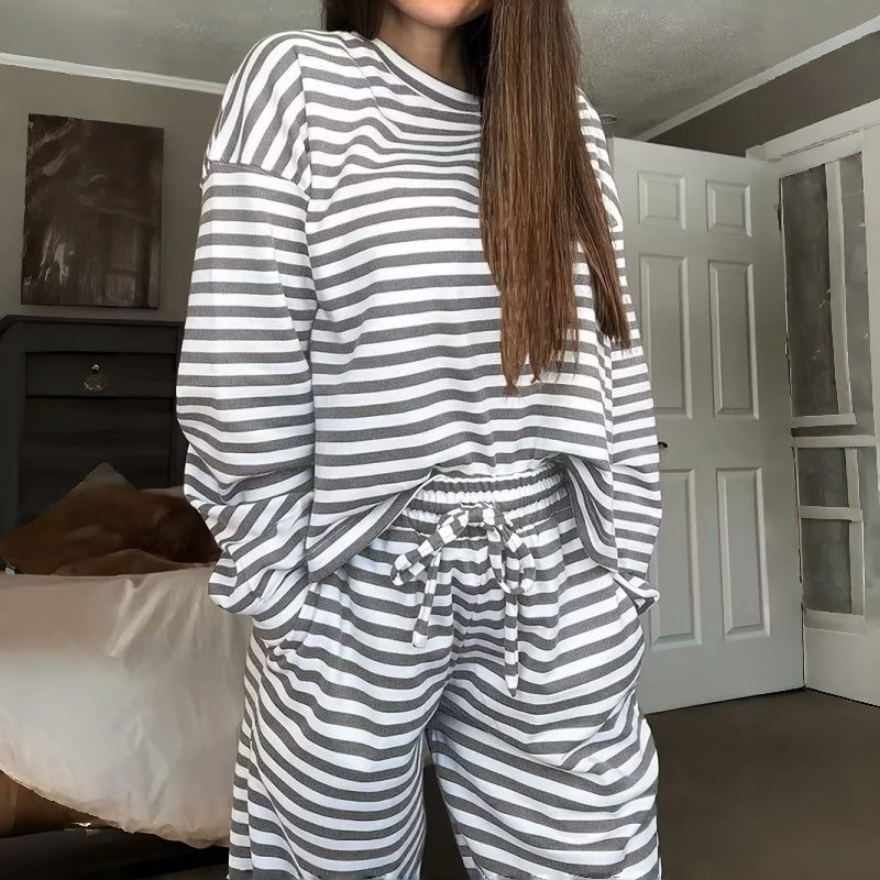 Helene | Two-Piece Striped Long Sleeve Set for Women