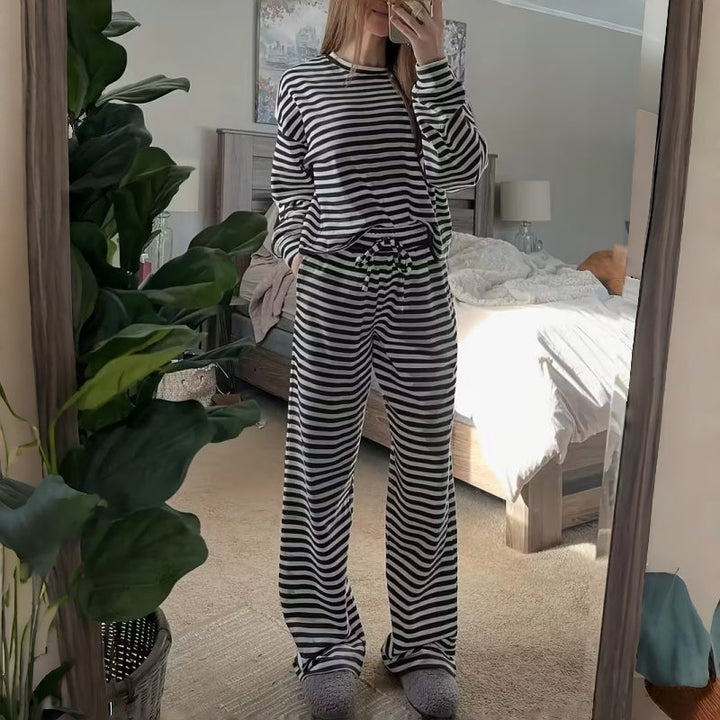 Helene | Two-Piece Striped Long Sleeve Set for Women