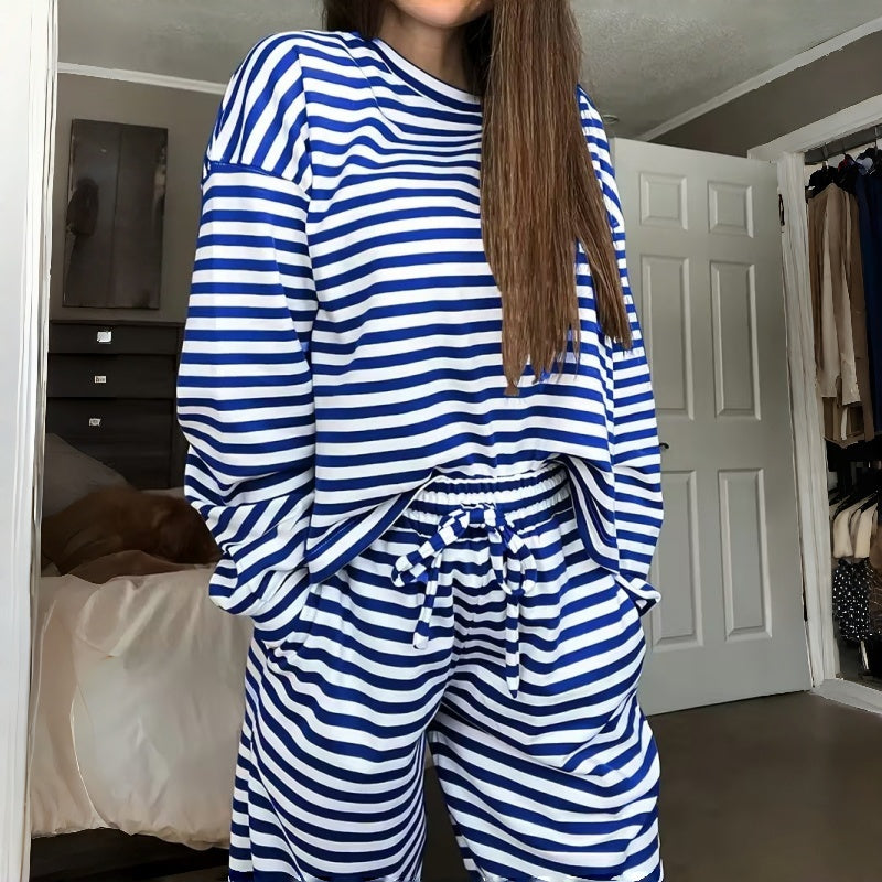 Helene | Two-Piece Striped Long Sleeve Set for Women