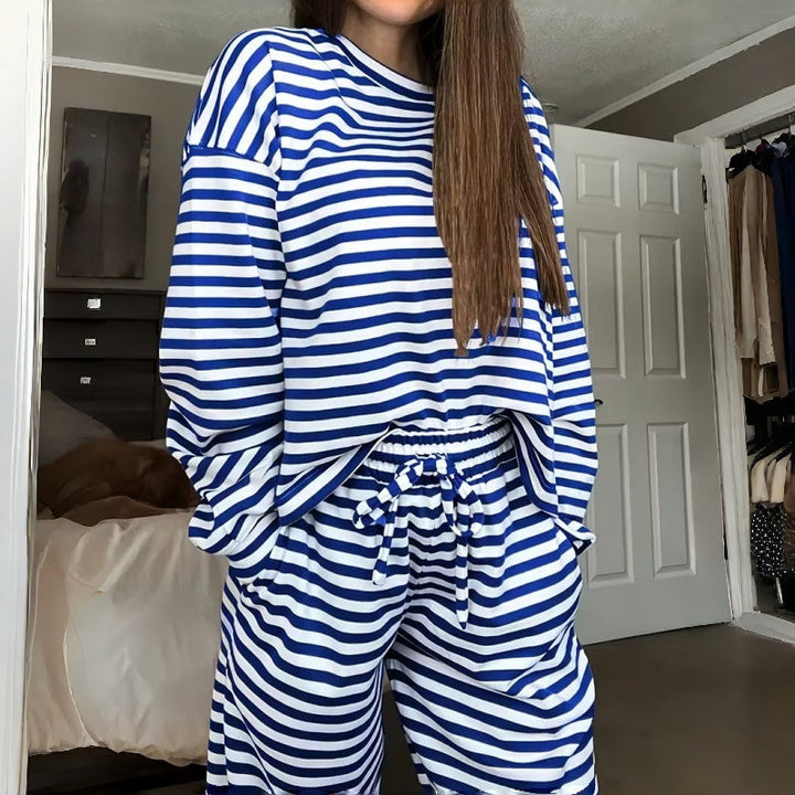 Helene | Two-Piece Striped Long Sleeve Set for Women