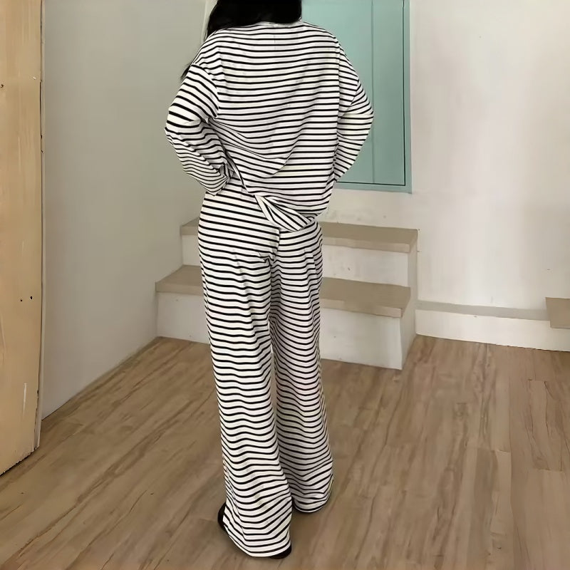 Helene | Two-Piece Striped Long Sleeve Set for Women