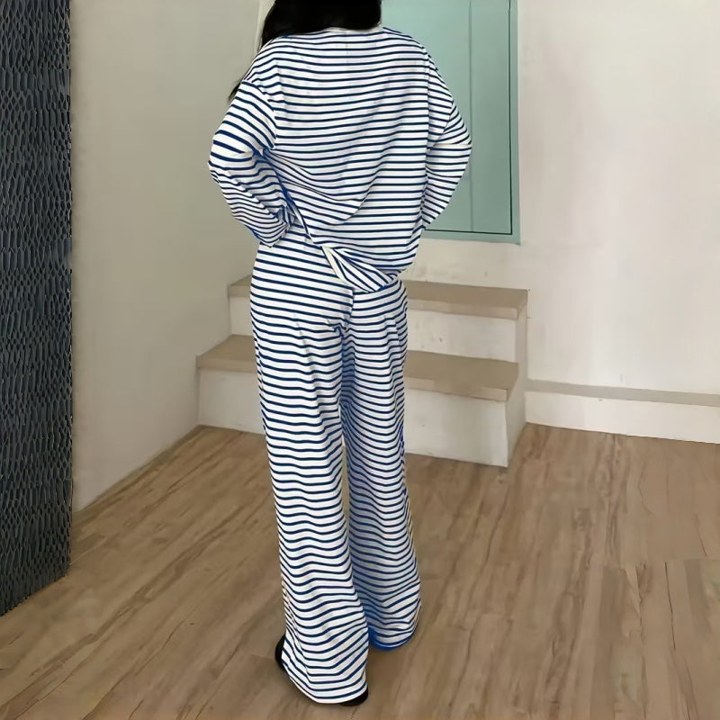 Helene | Two-Piece Striped Long Sleeve Set for Women