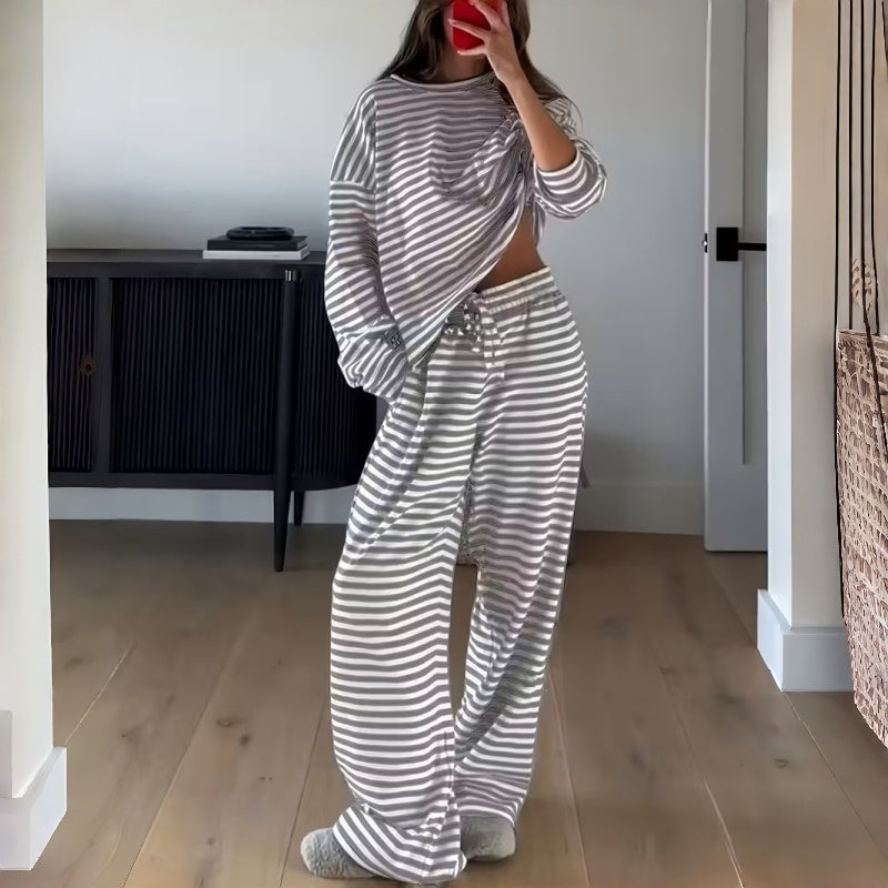 Helene | Two-Piece Striped Long Sleeve Set for Women
