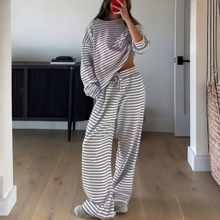 Helene | Two-Piece Striped Long Sleeve Set for Women
