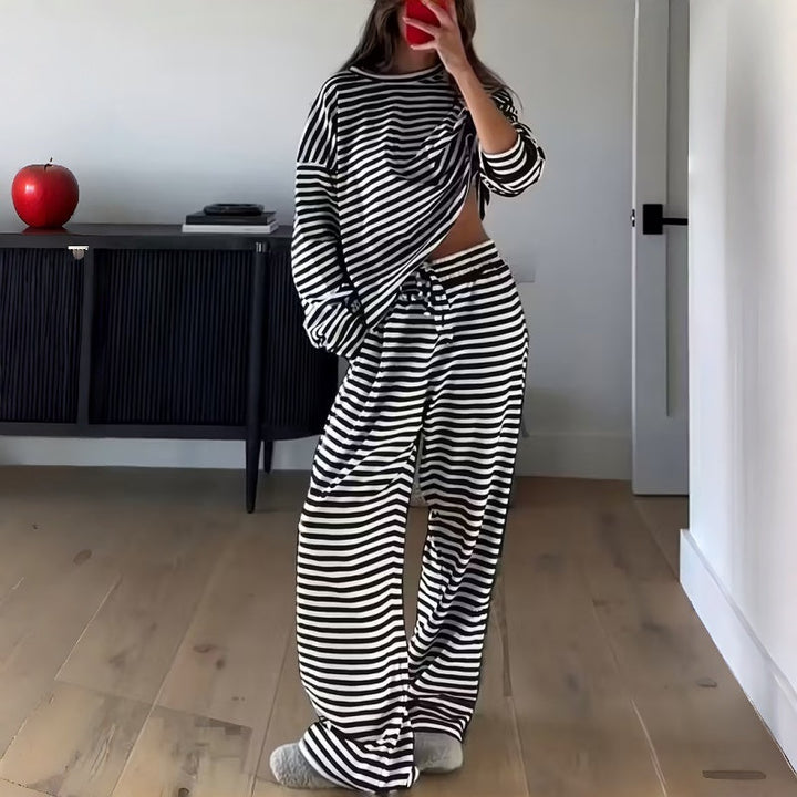 Helene | Two-Piece Striped Long Sleeve Set for Women