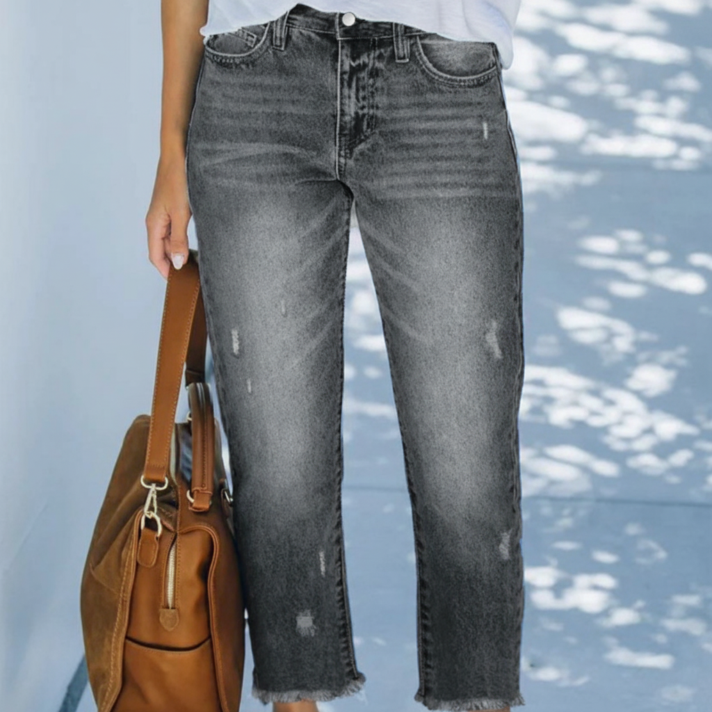 Aberjean | Retro Cropped Straight Jeans