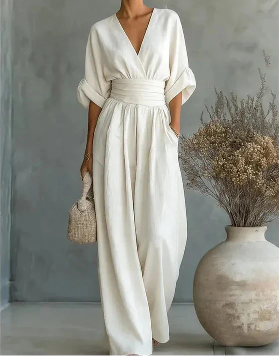 Brooklyn | Elegant V-Neck Wide-Leg Jumpsuit