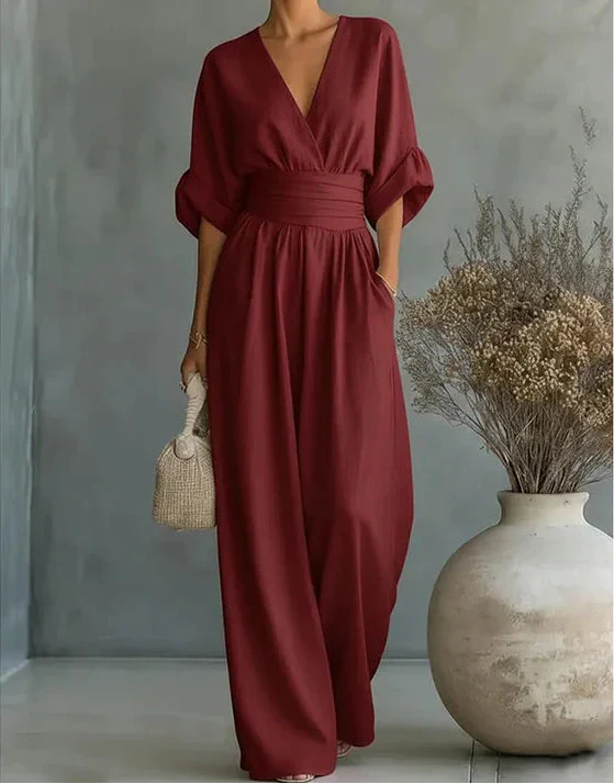 Brooklyn | Elegant V-Neck Wide-Leg Jumpsuit