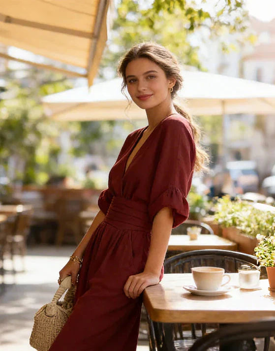 Brooklyn | Elegant V-Neck Wide-Leg Jumpsuit