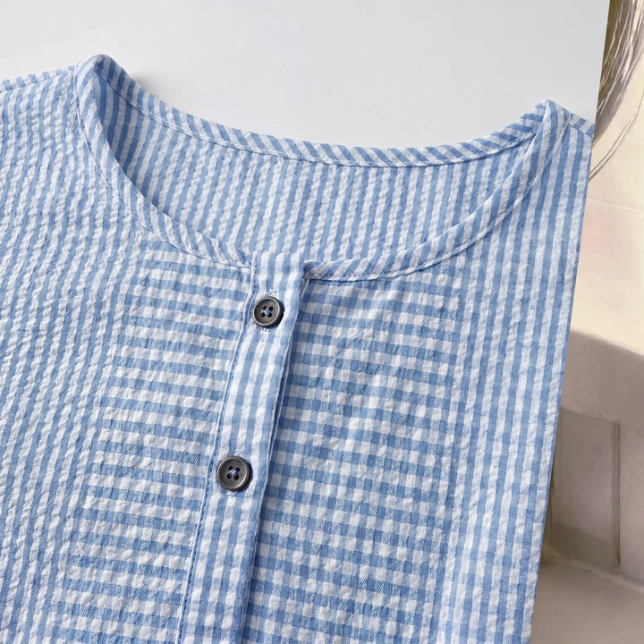 Tiffany | Striped Button Detail Top