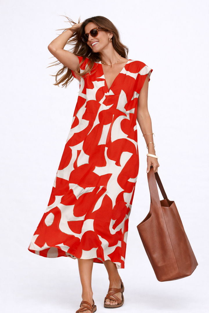 Camryn | Vibrant Print Flowy Midi Dress
