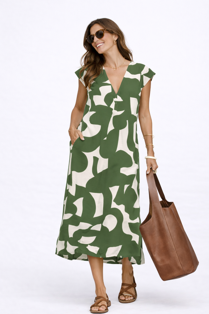 Camryn | Vibrant Print Flowy Midi Dress