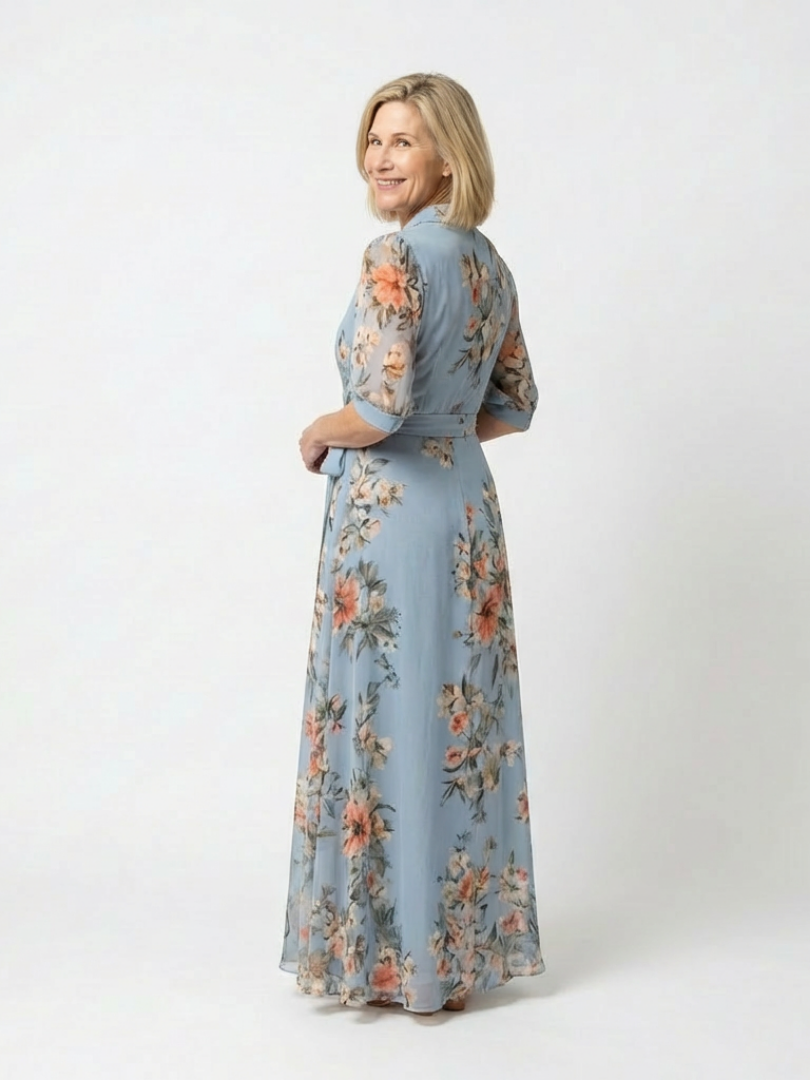 Courtney | Floral Wrap V Neck Maxi Dress