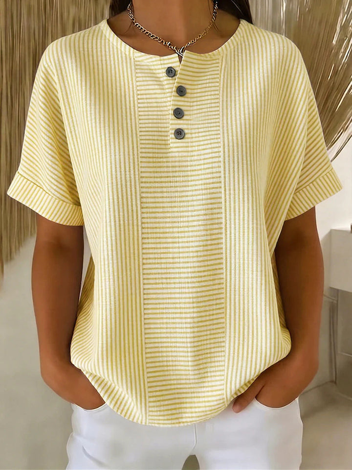 Tiffany | Striped Button Detail Top
