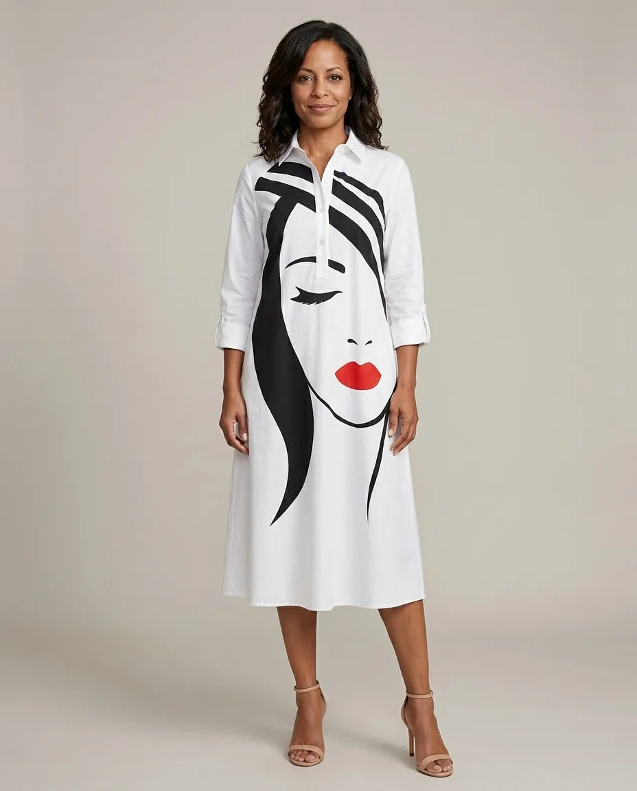 Bella | Comfortable Midi Dress — White