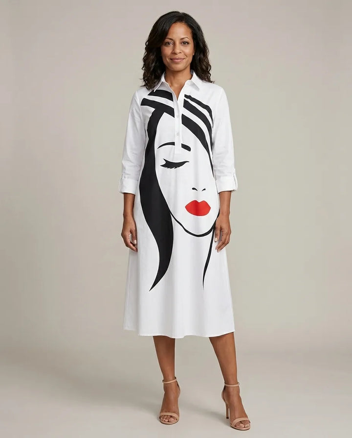 Bella | Comfortable Midi Dress — White