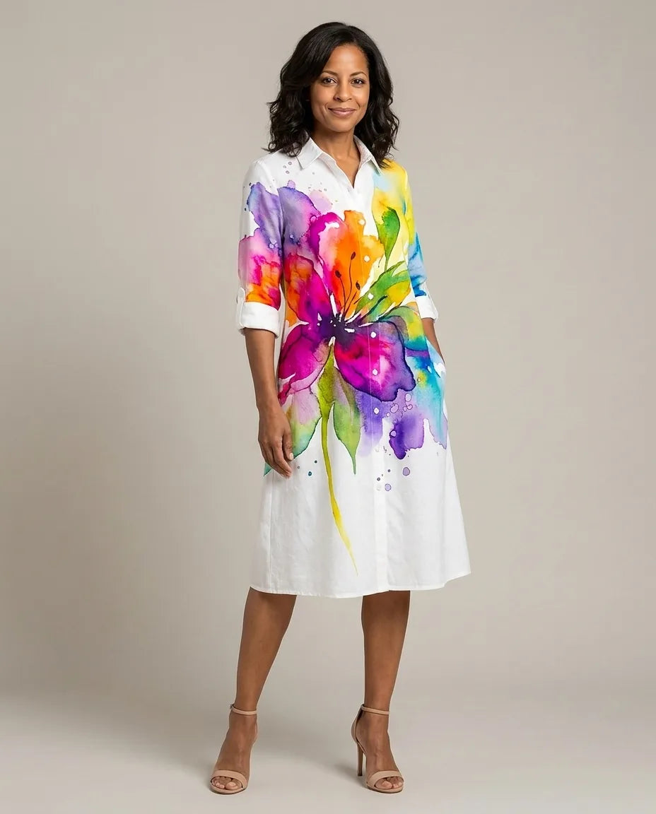 Lydia | Elegant Midi Dress — White
