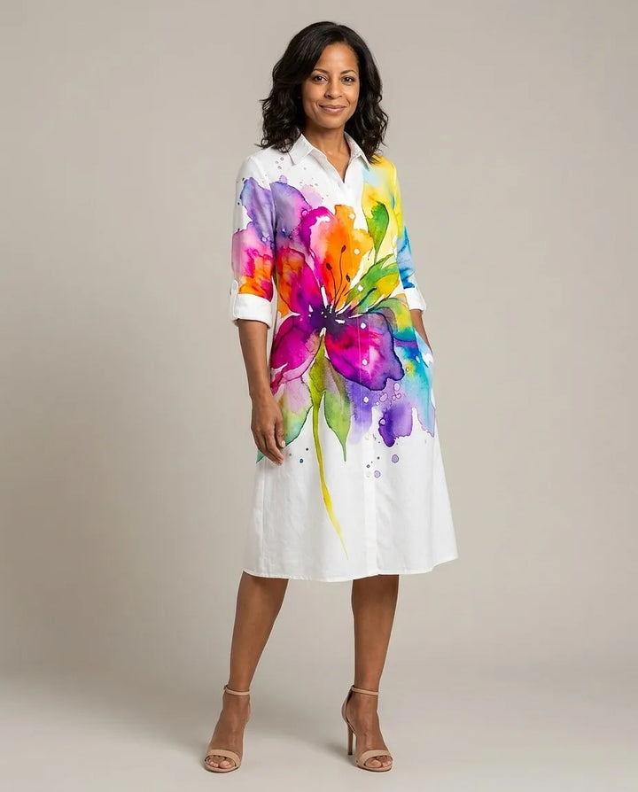 Lydia | Elegant Midi Dress — White