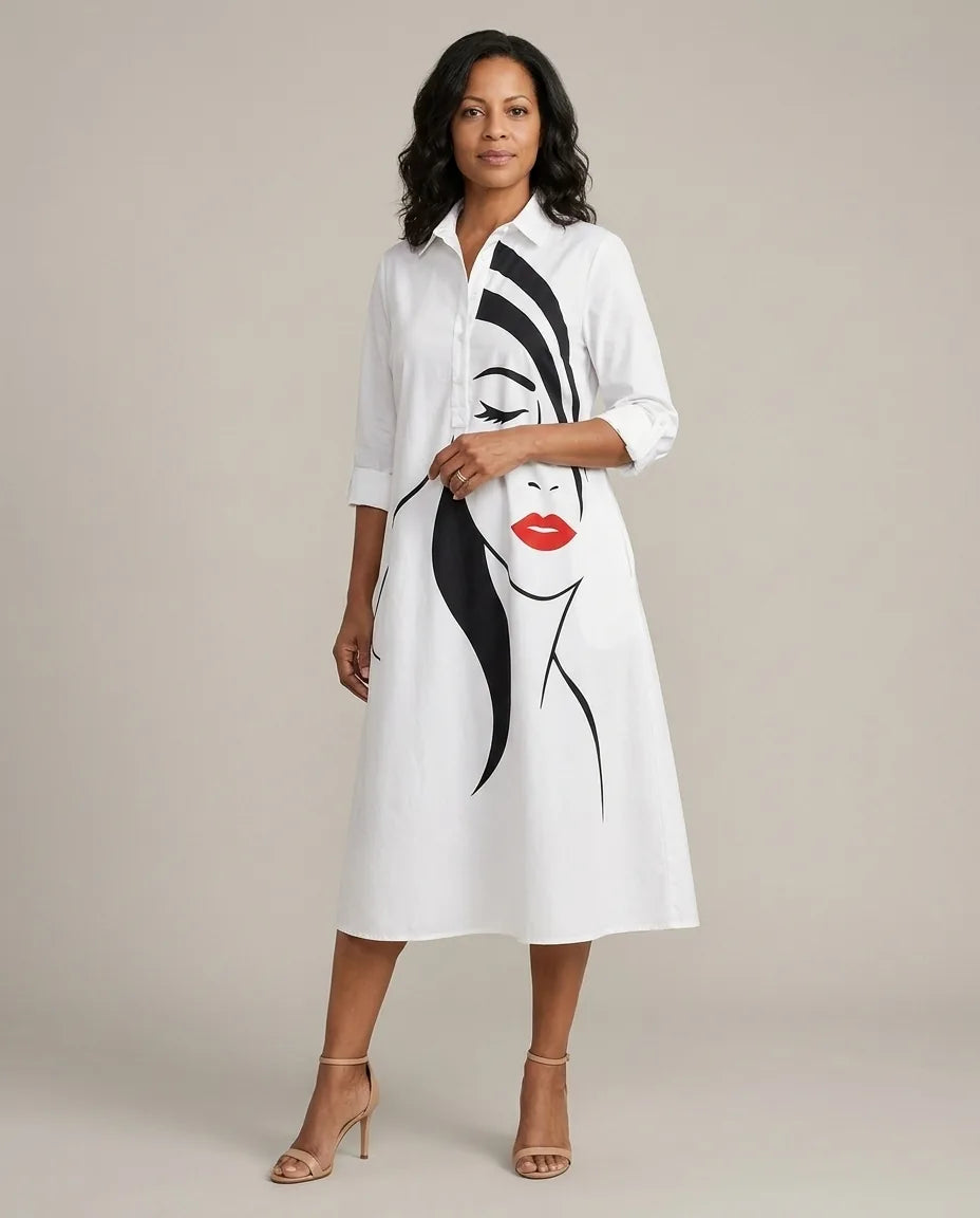 Bella | Comfortable Midi Dress — White