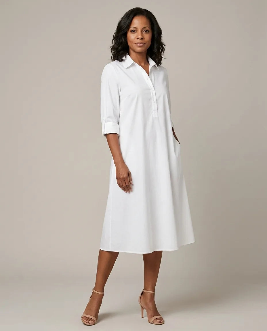 Sadie | Elegant Midi Dress — White