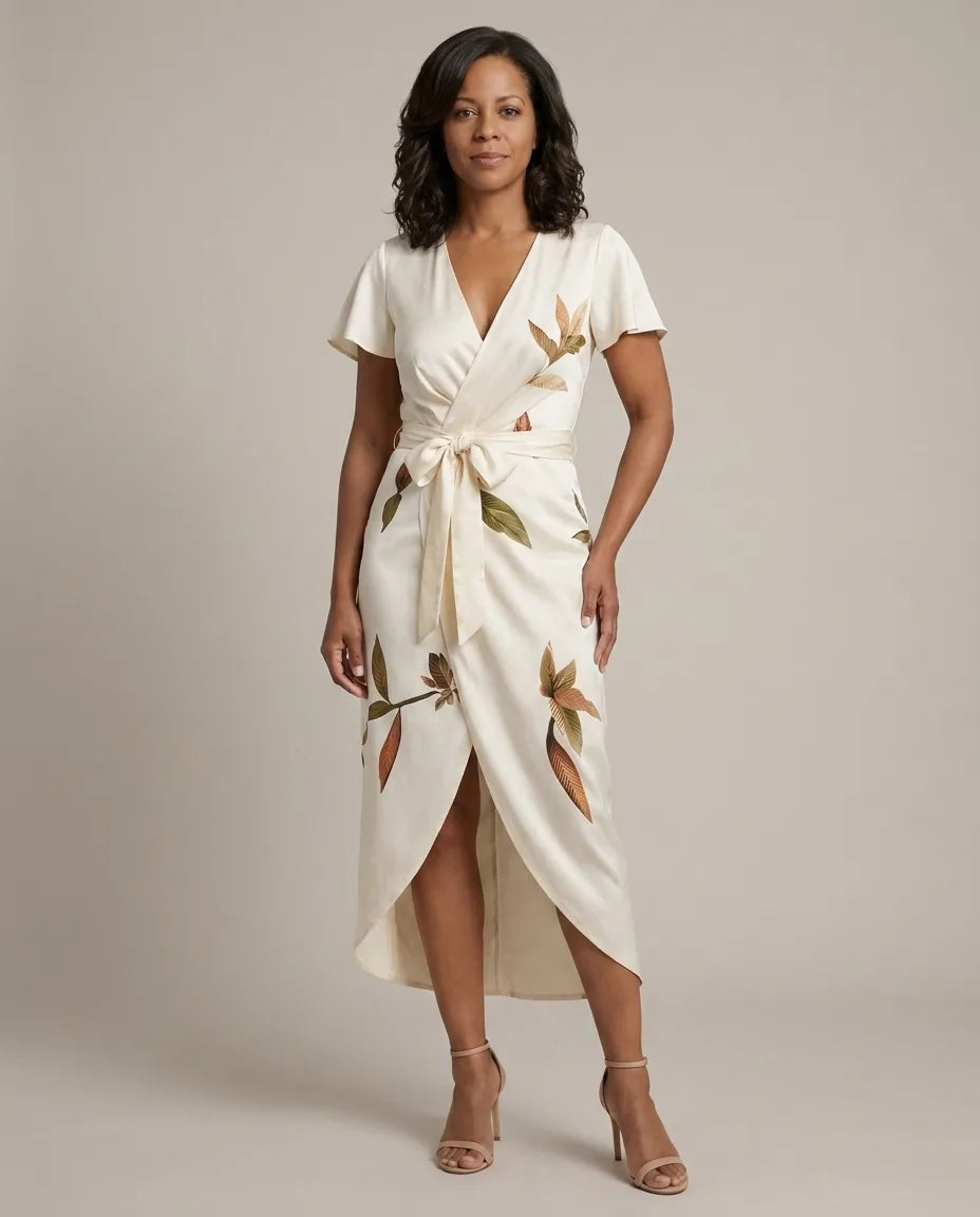 Piper | Elegant Wrap Dress — White