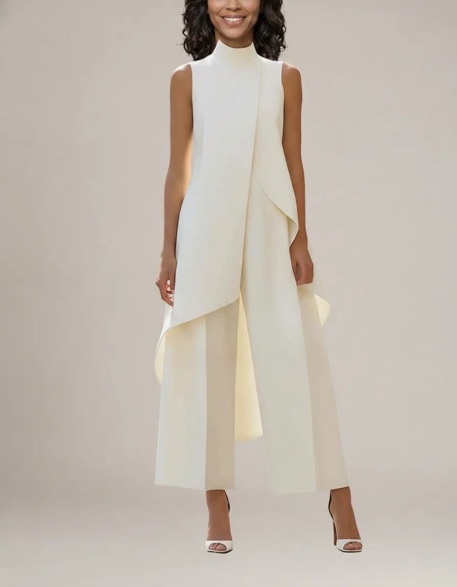 Viviana | Elegant Drop-Waist Jumpsuit — White