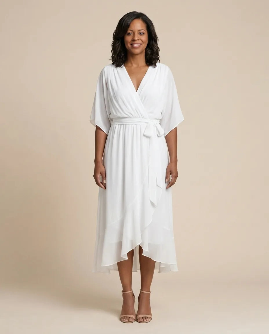 Monica | V-neck dress — White