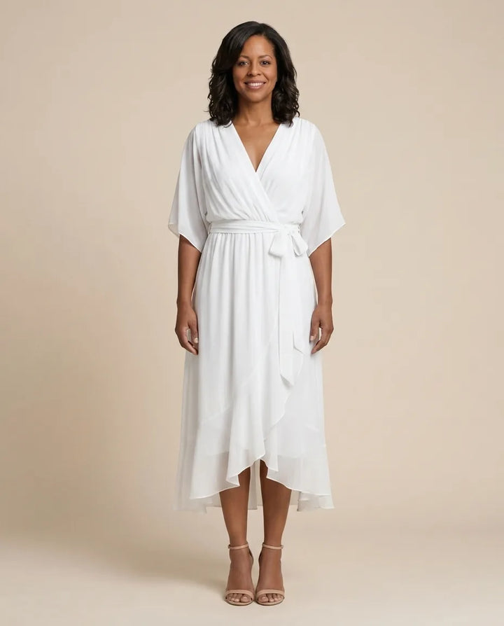 Monica | V-neck dress — White
