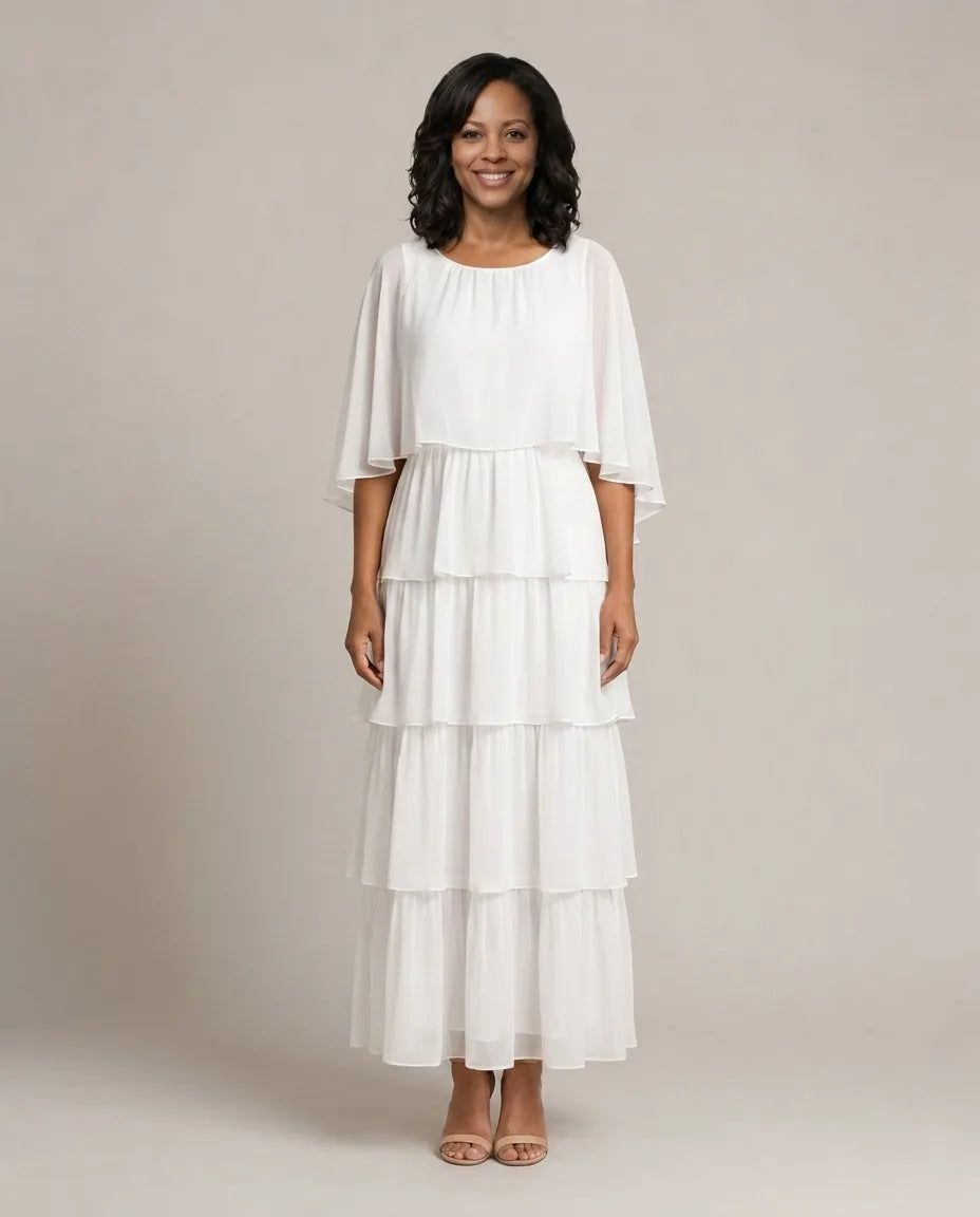 Lara | Elegant Flowing Maxi Dress — White