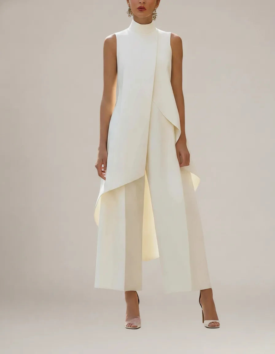 Viviana | Elegant Drop-Waist Jumpsuit — White