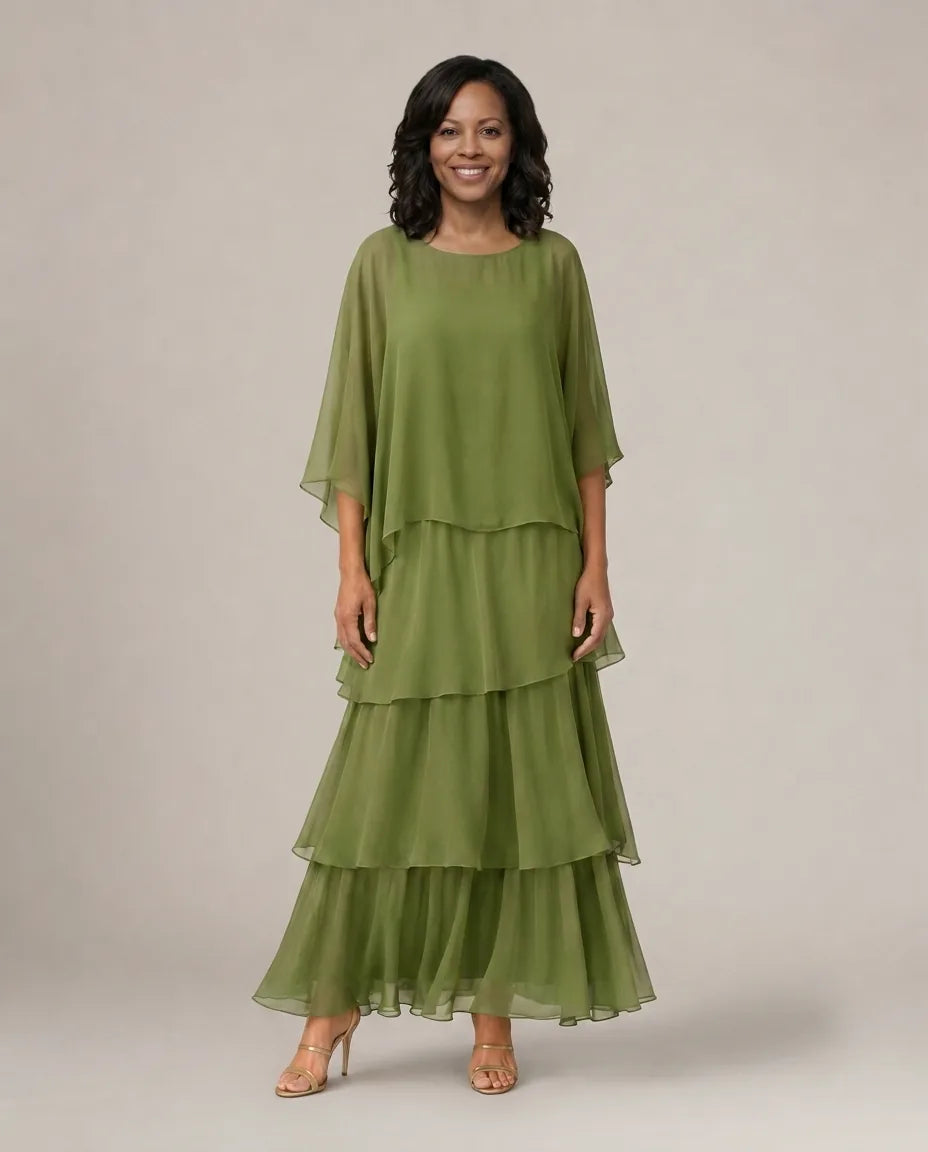 Lara | Elegant Flowing Maxi Dress — Whitish Green