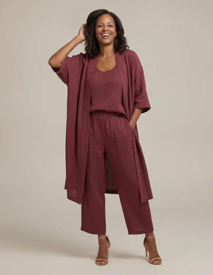 The Audrey Set: Where relaxed comfort meets sophisticated, everyday style. — Wine Red