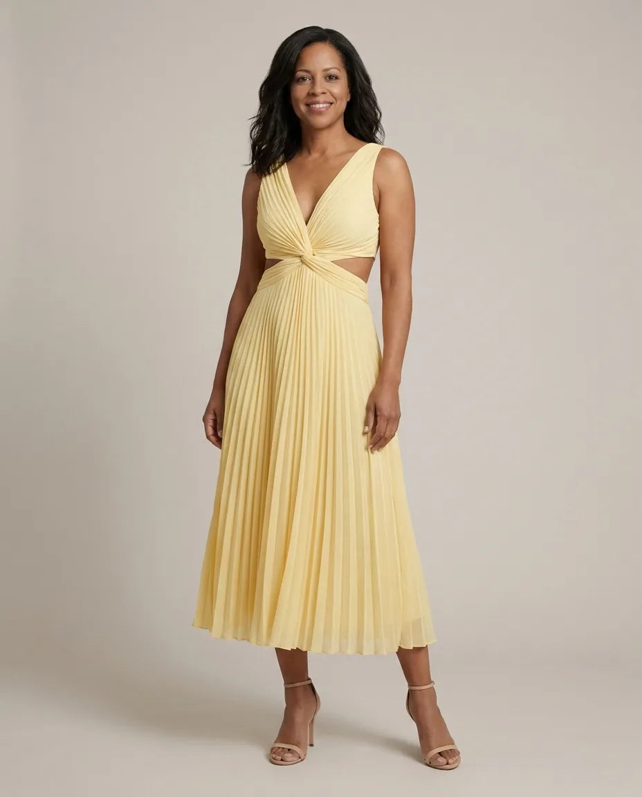 Keira | Radiant Twist Dress — Yellow