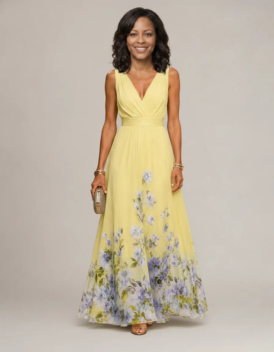 Mica | Sleeveless A Maxi Dress — Yellow