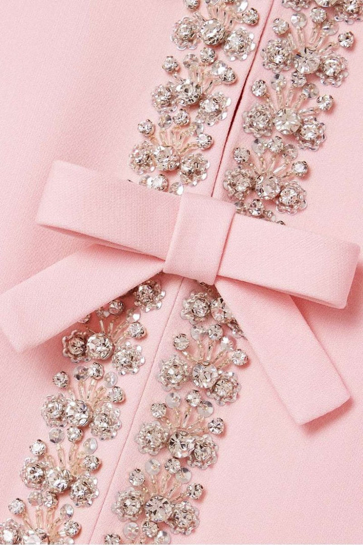 Aria | Bow with Crystal Embellished Midi Dress