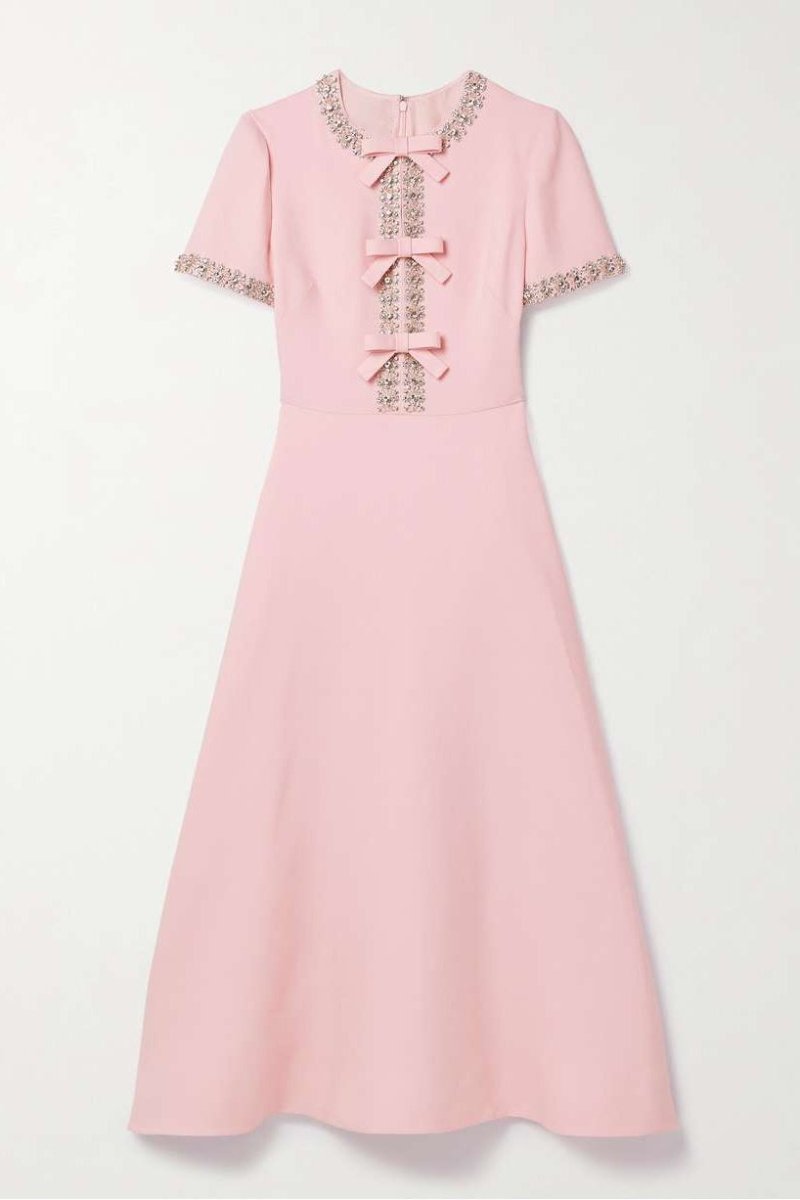 Aria | Bow with Crystal Embellished Midi Dress